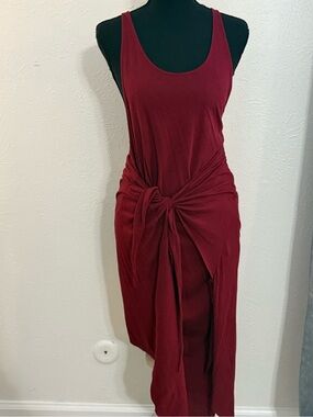 We The Free Wine Red High-Low Knot Front Tank Dress